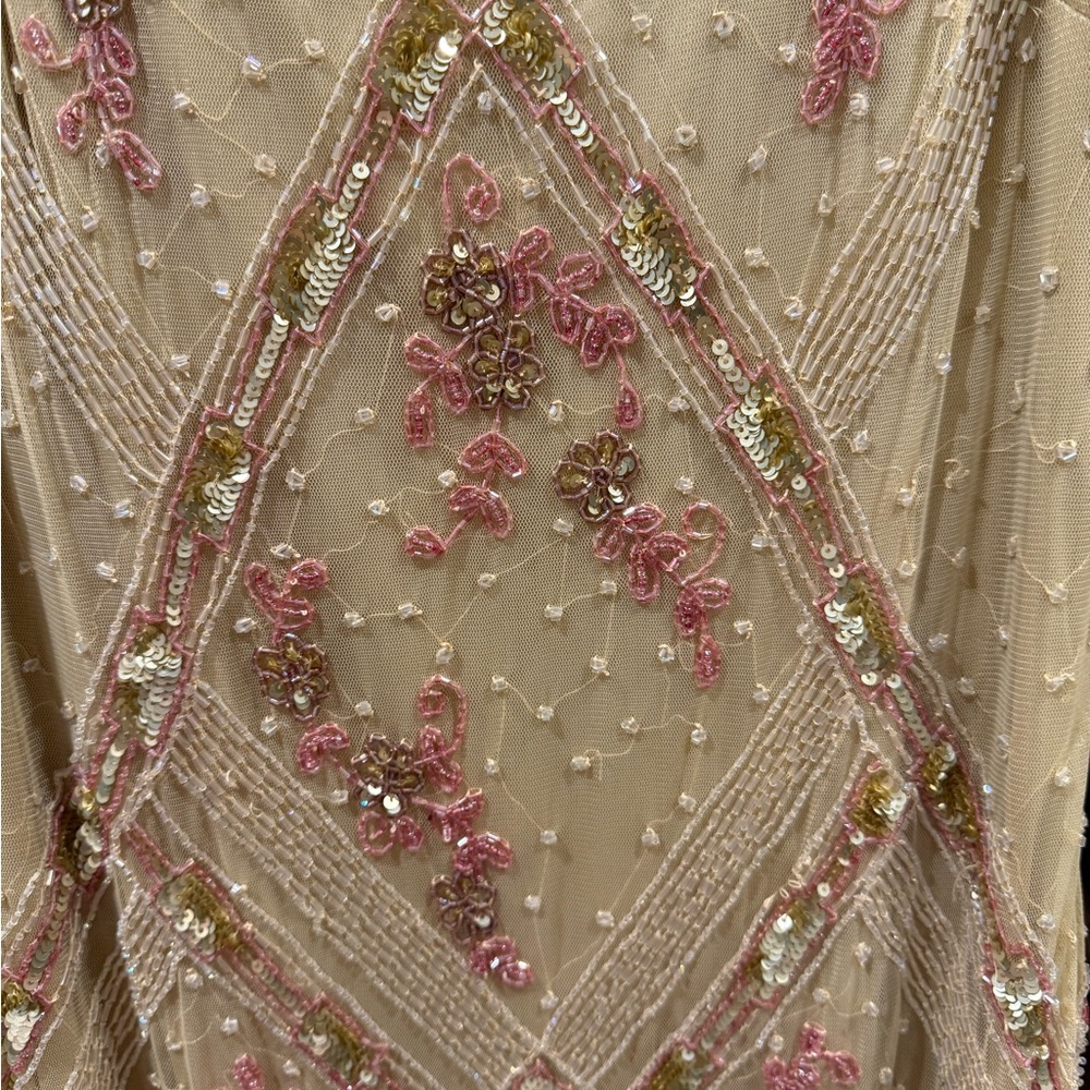 Elegant Beige Beaded Dress - Picture 5 of 5